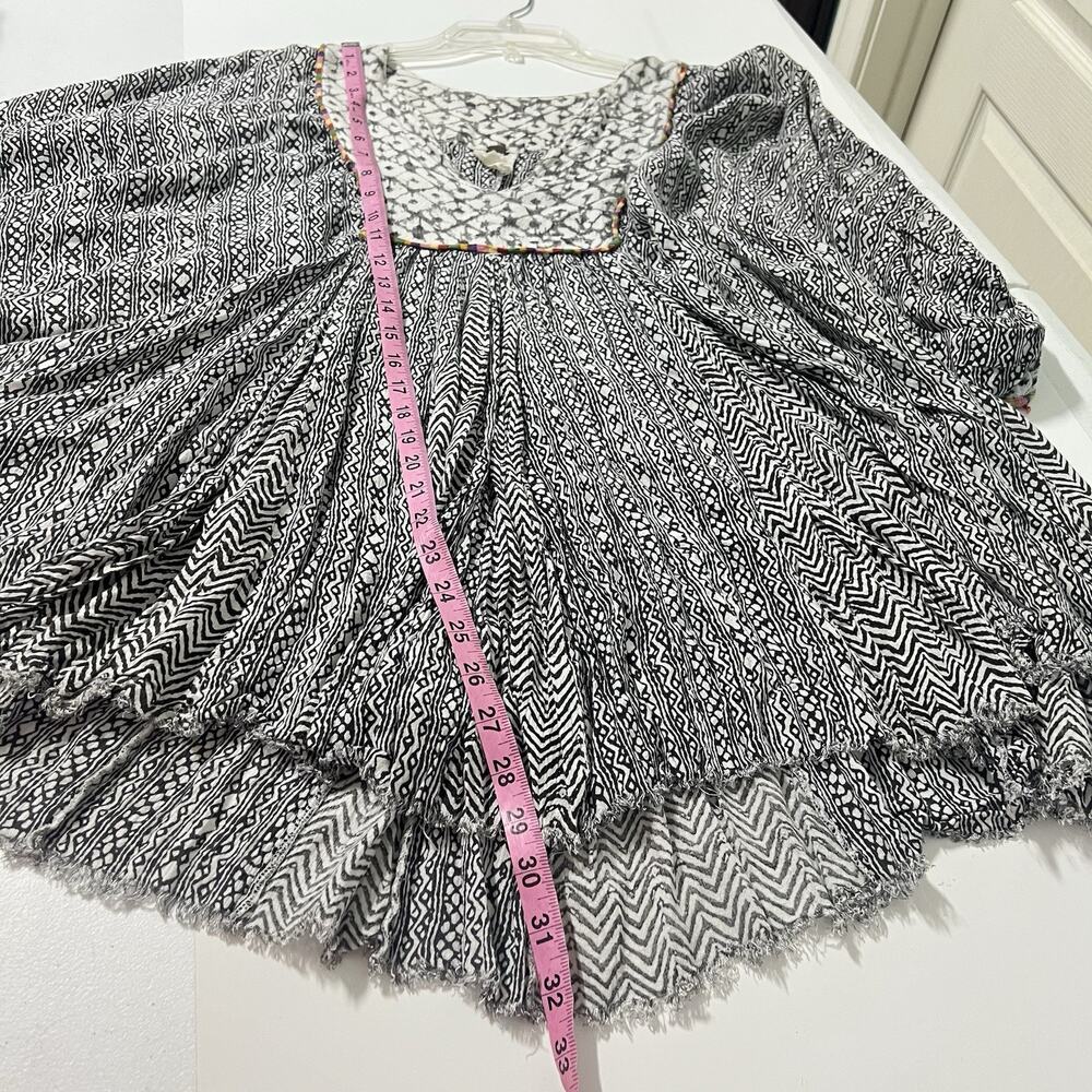Free People One Mix Print Tunic Top Medium Dress Boho Festival Raw Hem Relaxed - Picture 14 of 15